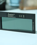 Auto Darkening Welding Lens With True Color Blue Technology Adjustable Shade 5 To 13 in black frame standing upright