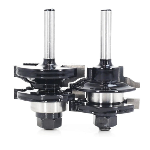 Close-up of Three Piece Cabinet Door Router Bit Set With 1/4 Inch Shank, Raised Panel Router Bits, Ogee Rail And Stile Bit Set