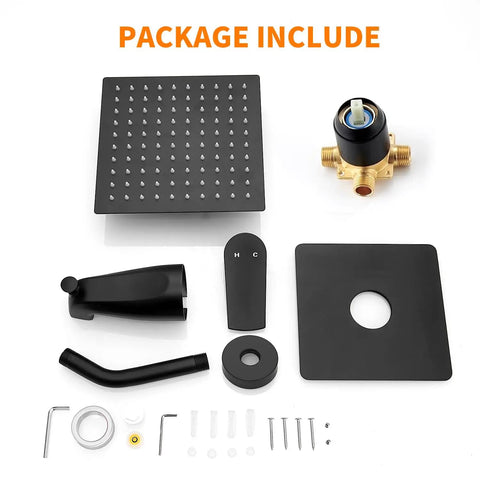 Slick Matte Black Tub Shower Faucet Set Featuring Real Deal High Pressure Rain Shower Head With Prime Waterfall Flow And Top Notch Drip Free Spout For Your Fresh Bathroom Refresh