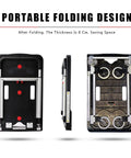 Foldable Hand Truck Dolly Cart With 150 Kg Load Capacity, Heavy Duty Aluminum Frame, Adjustable Pull Rod, Grab And Go Collapsible Cart For Travel, Moving, And Logistics, Easy Fold Storage, Durable Chassis, folded flat showing 8 cm thickness