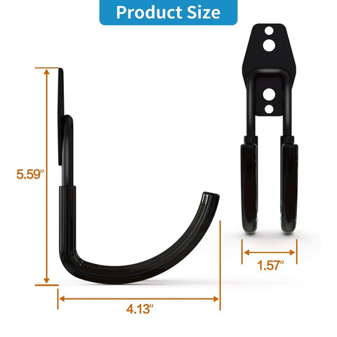 Heavy Duty Steel Wall Mount Hooks For Garage And Garden Tools, Large U Hooks With Anti Slip PVC Coating, dimensions shown
