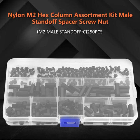 250 Piece Nylon PA66 M2 And M3 Hex Column Standoff Spacer Kit With Male And Female Hardware For DIY Electronics And Nerd Builds Includes Nuts And Screws Four Assorted Sets For Versatile Projects And Efficient Heat Dissipation, plastic organizer box