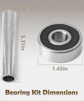 6301RS Ebike Wheel Bearing Kit For Tuttio Soleil01 Series dimensions with 1.45in bearing and 3.31in tube