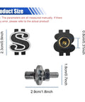 Fresh Ride Upgrades Four Piece Set Of Dope Black Us Dollar Car License Plate Screws dimensions showing steel and ABS materials.