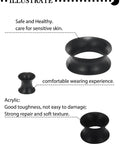 Soft Silicone Ear Gauges Stretching Kit From 2.5mm To 20mm With 10G To 00G Tunnels shown in black, safe for sensitive skin.