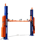 Heavy Duty Two Post Car Lift 11000 Lbs Hydraulic Auto Hoist Garage Shop Gear with orange and blue steel build.