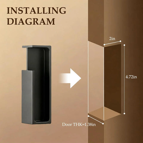 Pocket Door Handle One Piece Aluminum Recessed Sliding Door Pull Matte Black Flush Hardware installation diagram