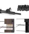 40 Pack 1/8 Inch Black Invisible Cable Railing Hardware Kit With 20 Pairs Tensioners And Terminals For 2x2 And 4x4 Wood Or Metal Posts T316 Stainless Steel Deck Cable Railing System CR26, showcasing pieces and installation