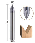 No Nonsense 5 Piece 60 Degree V Bit Bundle With A Quarter Inch Shank Four Fluted Carbide Milling Cutters featuring titanium coating and 60 degree angle