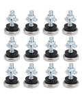 12 Pack M6 Adjustable Furniture Leveling Feet With T Nut Glide Pads for sturdy cabinets and tables, heavy-duty threaded glides.