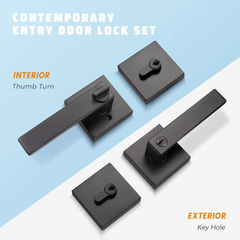 Two Pack Keyed Entry Door Lever And Deadbolt Set With Reversible Left Or Right Handles Built Tough Matte Black Exterior Interior View