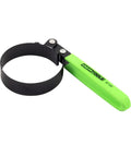 Adjustable Oil Filter Wrench For Spin On Filters Two And Three Quarters To Three And One Quarter Inches, Black and green handle