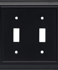 Matte Black 2 Gang Wall Plate Decorative Light Switch Cover With Double Toggle Architectural Style 1 Pack Durable Zinc Construction