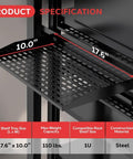 2 Piece 1U Vented Server Rack Shelf With Cantilever And Wall Mount For Universal Cabinet Installations, black steel