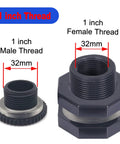 4 Pack Rain Barrel Bulkhead Fittings Kit With Plugs And Hole Saw Tool Easy Install 1 Inch ID PVC Spigot Connectors showing threads