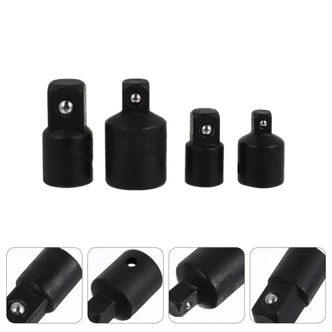 Heavy Duty 4 Pc Black Tool Steel Socket Converter Kit With Ball Bearing Adapter Set For Tough Torque And Impact Repair Jobz, four sizes