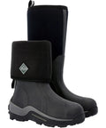 Mens Arctic Sport Tall Boots In Black Size 10 Medium With Cozy Fleece Lining And Thick Neoprene Bootie Built Different For Extreme Winter Chill Featuring Beast Mode Outsoles And Top All Day Warmth, displayed at an angle.