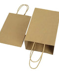 Brown Kraft Paper Bags With Handles 5.25x3.25x8 Inches, 100 Pack Bulk Small Gift Bags for Party Favors, Takeout, Shopping, Plain Natural 110 GSM