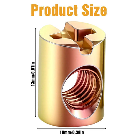 10 Piece M6 Barrel Nut Set Slotted Barrel Cross Dowel Nuts For Furniture Bed Crib And Chairs Hardware Replacement Durable Carbon Steel close-up