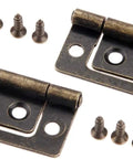 Antique Bronze Decorative Hinges For Small Cabinets And Jewelry Boxes 2Pcs 50x24mm with screws on white background
