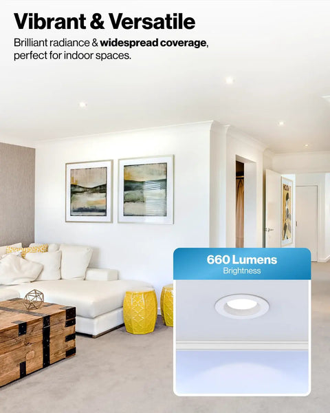 Living room with 16 Pack 4 Inch LED Recessed Can Lights Dope Dimmable Lighting With Selectable CCT 2700K-5000K installed.