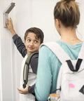 Child using Keyless Garage Door Access System With One Button Entry For Most Openers That Works With Major Brands Like LiftMaster And Craftsman