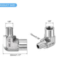 90-degree G1/8 male to G1/8 female street elbow fitting, 304 stainless steel, silver