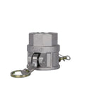 Pro Shop Gear Aluminum Camlock Fittings Pair 1 5 Inch Cam And Groove Hose Connectors Female Coupler with NPT thread, gray aluminum material.