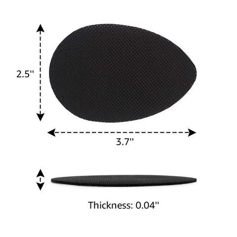 Silicone non slip shoe pads with self adhesive grip for quiet walk in heels and boots muffle loud clack noise reduction.