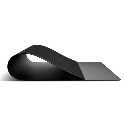 Side view of Leather Desk Blotter Pad 17 By 12 Inches Flat Non Slip Waterproof Black With Velvet Back Non Glare Surface