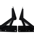 Black Heavy Duty Stainless Steel 80 Degree Foldable Lifting Brackets With Rock Solid Spring Action And Top Shelf Hardware Support For Cabinet Doors And Drawers Two Pack, side view with spring mechanism.