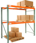 Tough As Nails Teardrop Pallet Rack Starter Unit For Heavy Duty Warehouse Shelving with boxes on pallets and dual frames.