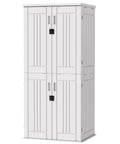 Beefy Heavy Duty Outdoor Tall Storage Cabinet Weatherproof 28 Cu Ft Garage Organizer With 4 Adjustable Shelves Locking Double Doors 31 W X 23 D X 66 H Inches Polar White Ideal For Home Garage Shed Or Outdoor Use