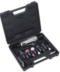 Heavy Duty Pneumatic Die Grinder Kit Featuring 22000 Rpm Air Powered Motor And Ten Piece Grinding Head Set in protective case.