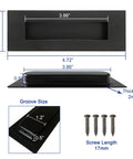 Dimensions and design of Recessed Finger Flush Pulls For Cabinets And Doors - 4.72 Inch Black Stainless Steel Brushed Rectangular Door Pull Hardware, 2 Pack