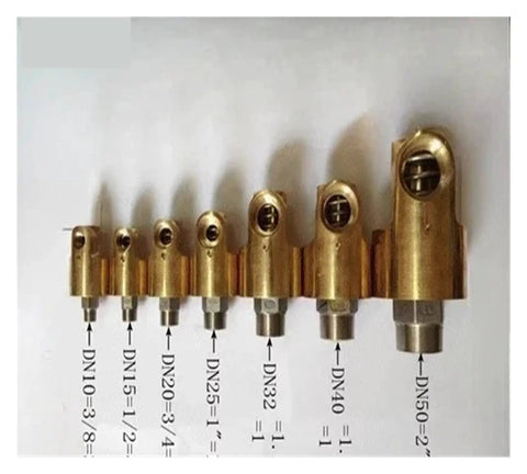 Right Threaded One Inch Cooling Water Copper Swivel Joint Rotary Union Connector For High Flow Piping, DN6-DN8 sizes shown