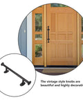 Heavy Duty Cast Iron Gate Handle 11.81 Inch Barn Door Pull With Vintage Rustic Farmhouse Charm on wooden door