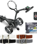 GPS Remote Controlled Electric Golf Caddy With 3.5 Inch LCD Touchscreen Click N Connect Bundle with belts and Volvik XT soft balls