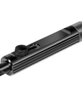 Tubing deburring tool, black metal with knurled knob, side view