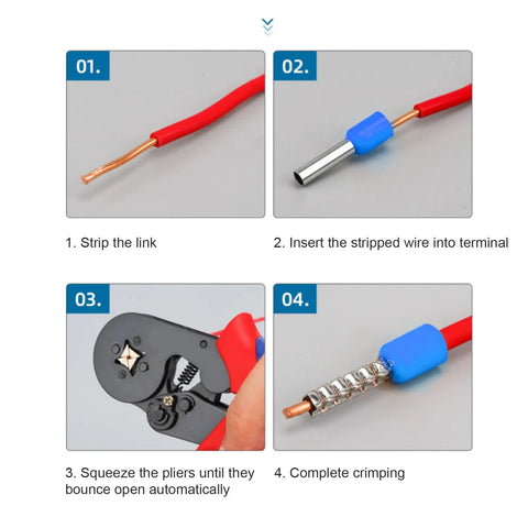 Kickstarter Ready 1000 Pcs Culnflun Wire Ferrule Terminal Kit For Insulated Copper Crimp Connectors To Fix Loose Electrical Wiring On Home Appliances And Automation Gear Without Messy Splices Or Single Wire Frustration Today, crimping steps