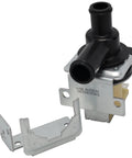 Ice Machine Solenoid Dump Valve Replacement No Fuss For 120V 50 60 Hz Models, black plastic with metal brackets.