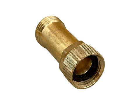 Heavy Duty Brass Swivel Extender Fitting For Three Quarter Inch Hose Connections 2.63 Inch Length Lead Free Corrosion Resistant Prevents Hose Kinks Flexible Reach In Tight Spaces Easy Install Durable Brass Connector brass hose extender