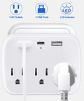2 Piece Cruise Power Strip With USB Ports Travel Adapter For Cruise Ship Essentials Non Surge Protection White Approved