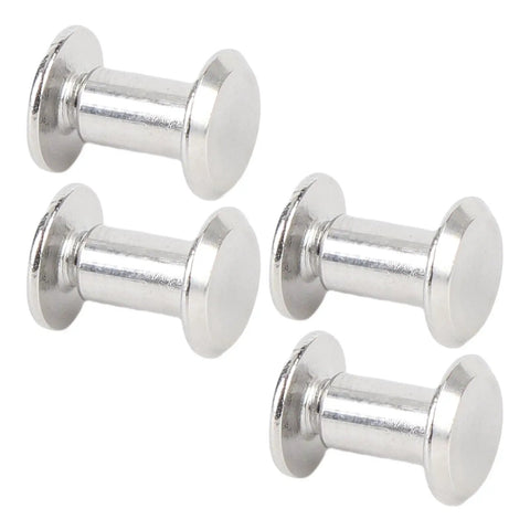 Rivet And Screw Kit 50 Sets M4 Stainless Steel Flat Head Fasteners For Leather Craft DIY Repairs Binding And Decorative Projects 100 Pieces Total Ready For Any Hardware Hack, four silver fasteners