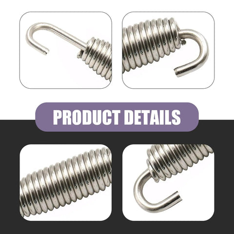 Close-up of 2 Pack Motorcycle Exhaust Spring Kit Heavy Duty Stainless Steel 40Mm 60Mm Replacement Springs for muffler pipe