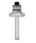 Vacuum Brazed Diamond Router Bit 1/4 Inch Shank for Marble Granite and Travertine, showing bullnose edge profile detail.