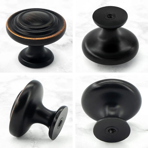 Dope Bronze Cabinet Knobs 25 Pack One And A Quarter Inch Round Drawer Knobs for Cabinets and Drawers, solid zinc alloy, four angles