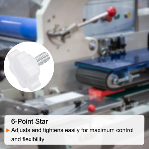 10pcs Star Knobs M6 X 12mm Threaded Studs For 25mm White Plastic 6 Point Heads grippy hand tightening clamps