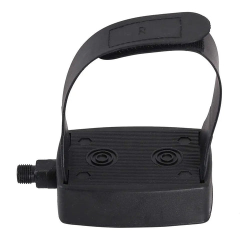 Universal Nine Sixteenth Inch Thread Spindle Bike Pedals With Straps for Indoor Exercise Bikes, black PP plastic body