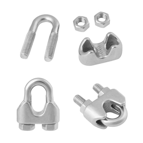 50 Piece Solid Build 3/16 Inch Stainless Steel Cable Clamps Featuring M5 Threads And Anti Slip Grooves For Tough Wire Rope Rigging That Sure Gonna Keep Things Locked Down Tight